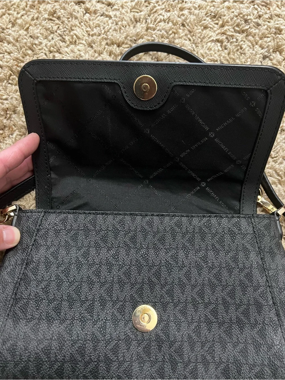Michael Kors Black Logo-Print Crossbody Bag